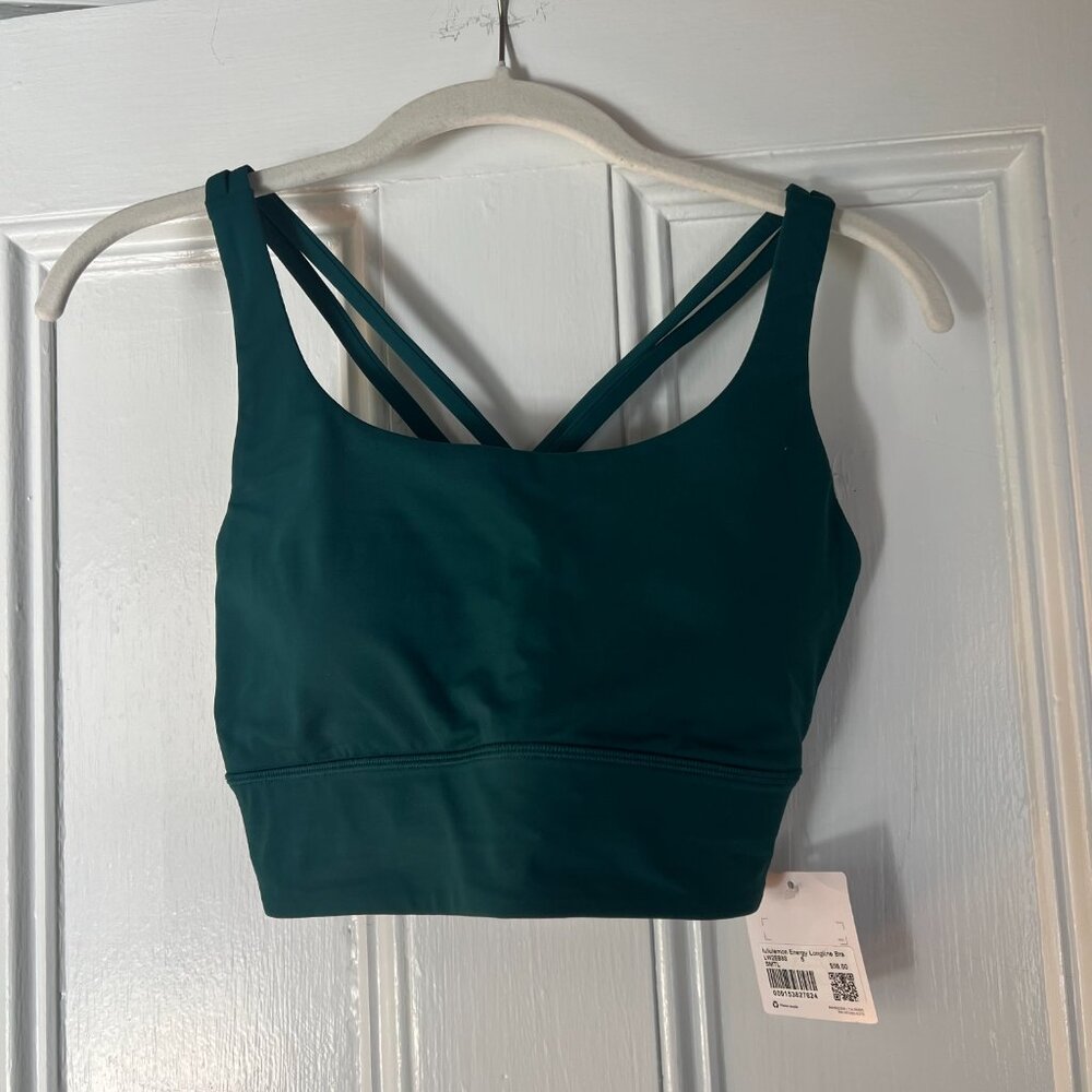 Lululemon Energy Long Line Sports Bra – Storm Teal in Size 8